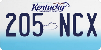 KY license plate 205NCX
