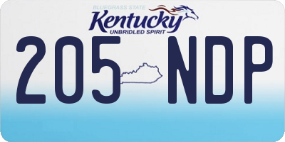 KY license plate 205NDP