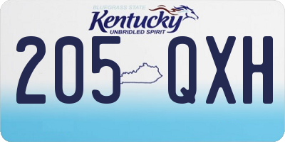 KY license plate 205QXH