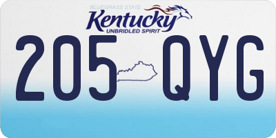 KY license plate 205QYG