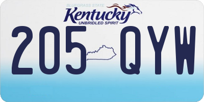 KY license plate 205QYW