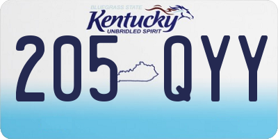 KY license plate 205QYY