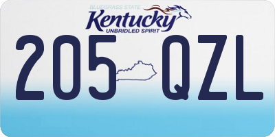 KY license plate 205QZL