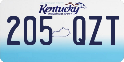KY license plate 205QZT
