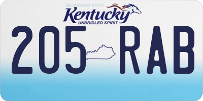 KY license plate 205RAB