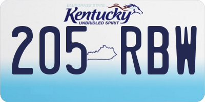 KY license plate 205RBW
