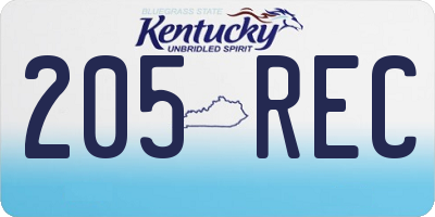 KY license plate 205REC