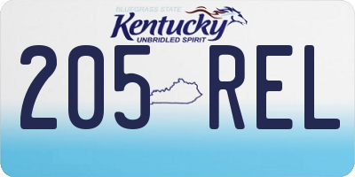 KY license plate 205REL