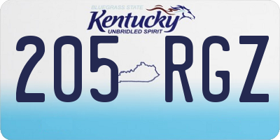 KY license plate 205RGZ