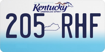 KY license plate 205RHF
