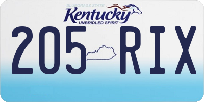 KY license plate 205RIX
