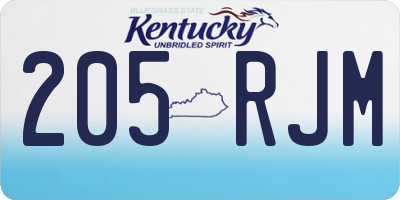 KY license plate 205RJM