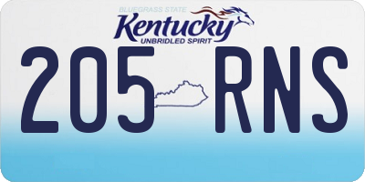 KY license plate 205RNS