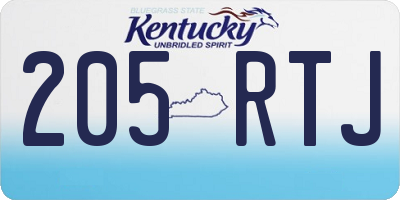 KY license plate 205RTJ