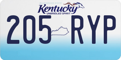 KY license plate 205RYP