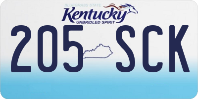 KY license plate 205SCK