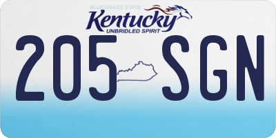 KY license plate 205SGN