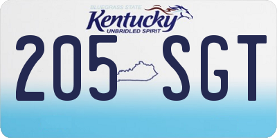 KY license plate 205SGT