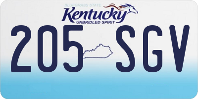 KY license plate 205SGV