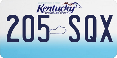 KY license plate 205SQX