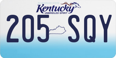 KY license plate 205SQY