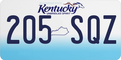 KY license plate 205SQZ