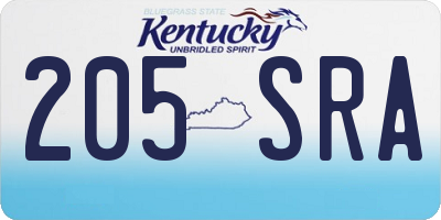 KY license plate 205SRA