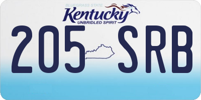 KY license plate 205SRB