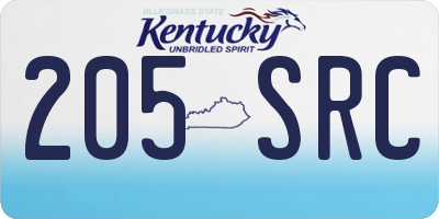 KY license plate 205SRC