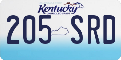 KY license plate 205SRD