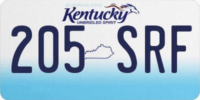 KY license plate 205SRF