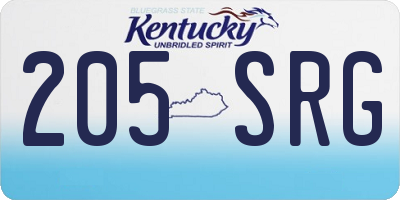 KY license plate 205SRG