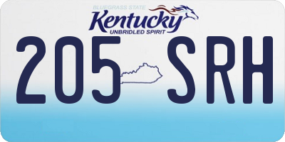 KY license plate 205SRH