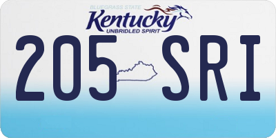 KY license plate 205SRI
