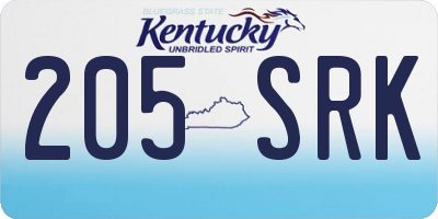 KY license plate 205SRK