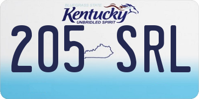 KY license plate 205SRL