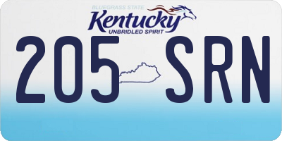 KY license plate 205SRN