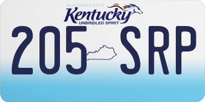 KY license plate 205SRP