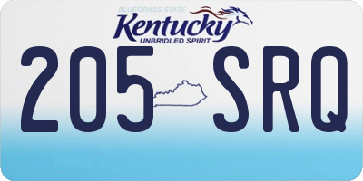KY license plate 205SRQ