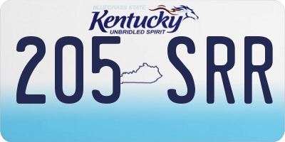 KY license plate 205SRR