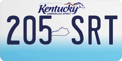 KY license plate 205SRT