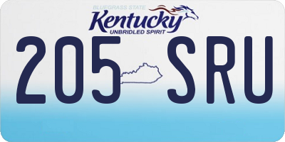 KY license plate 205SRU