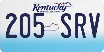 KY license plate 205SRV