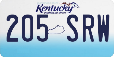 KY license plate 205SRW
