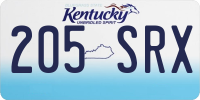 KY license plate 205SRX