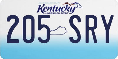 KY license plate 205SRY