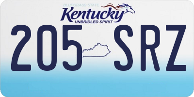 KY license plate 205SRZ