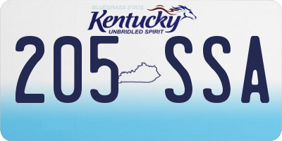 KY license plate 205SSA