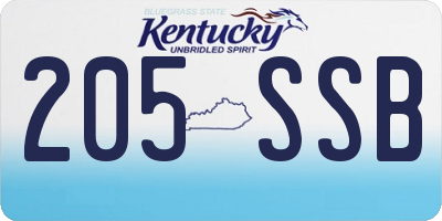 KY license plate 205SSB