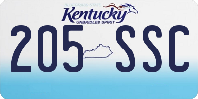 KY license plate 205SSC